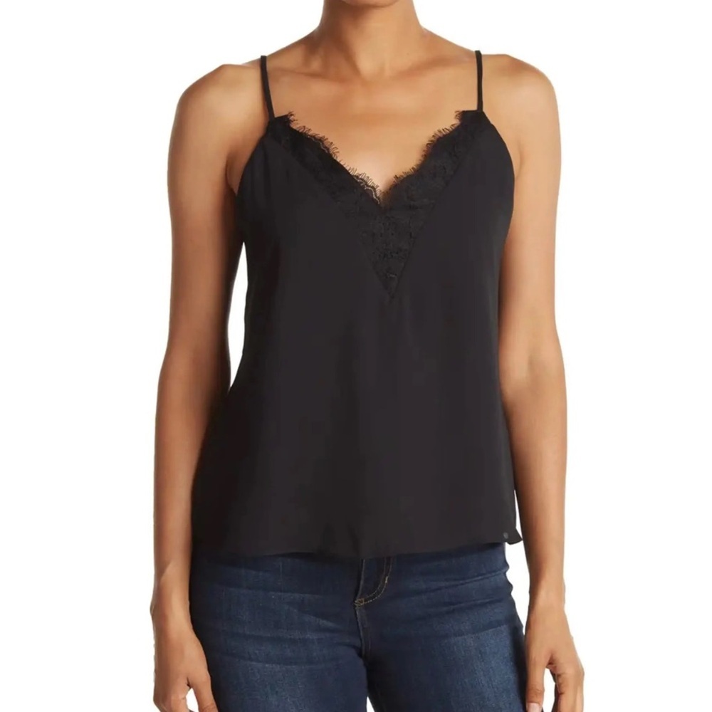 Melrose and Market Black Lace inset layering Top size m